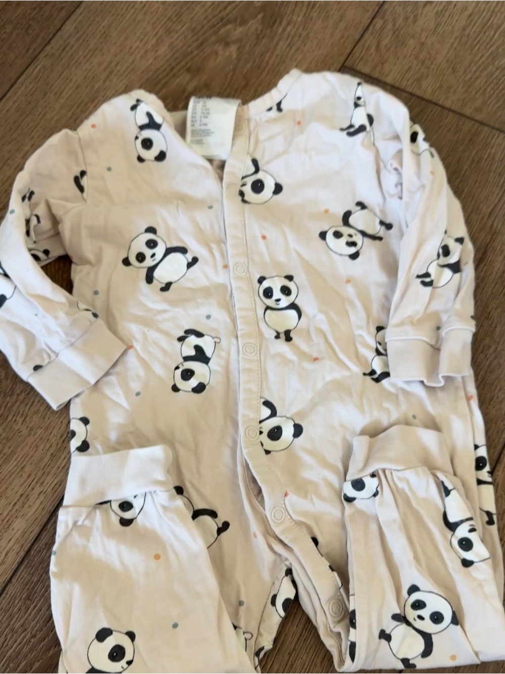 H&M Panda Print Baby One-Piece - White with Black Pandas